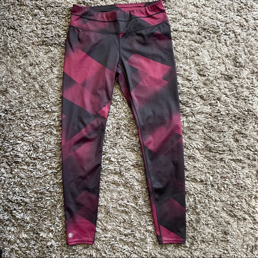Athleta Womens Tight Leggings Medium Black and Red Yoga Workout